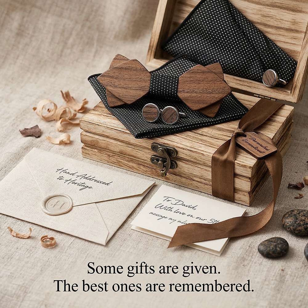 M484 M484  Sharp Diamond Bow Tie Set, Walnut — view 6