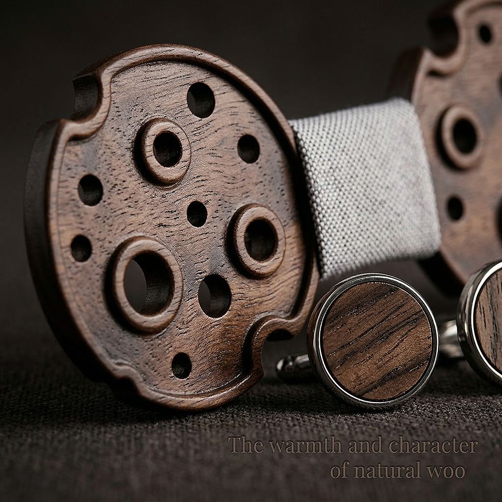 M485 M485  Camera Reel Cutout Bow Tie Set, Walnut — view 4