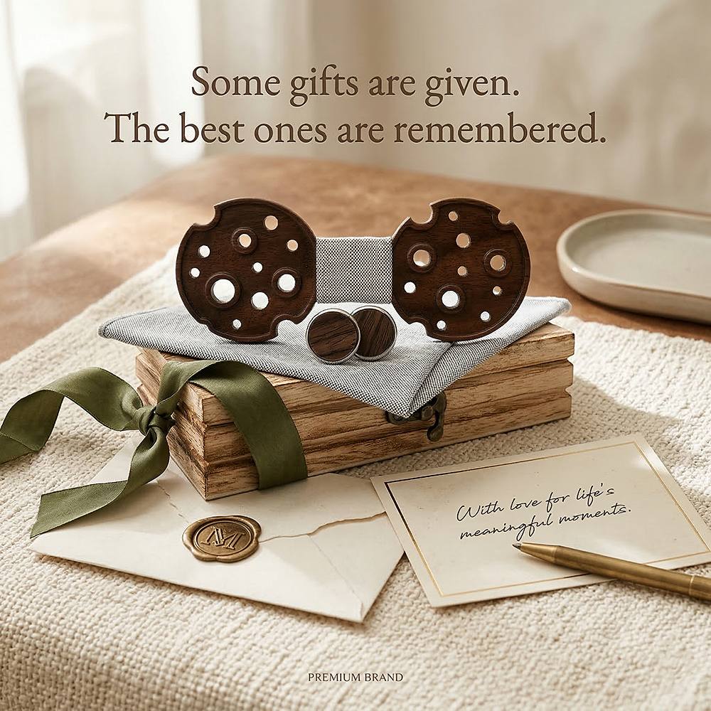 M485 M485  Camera Reel Cutout Bow Tie Set, Walnut — view 5
