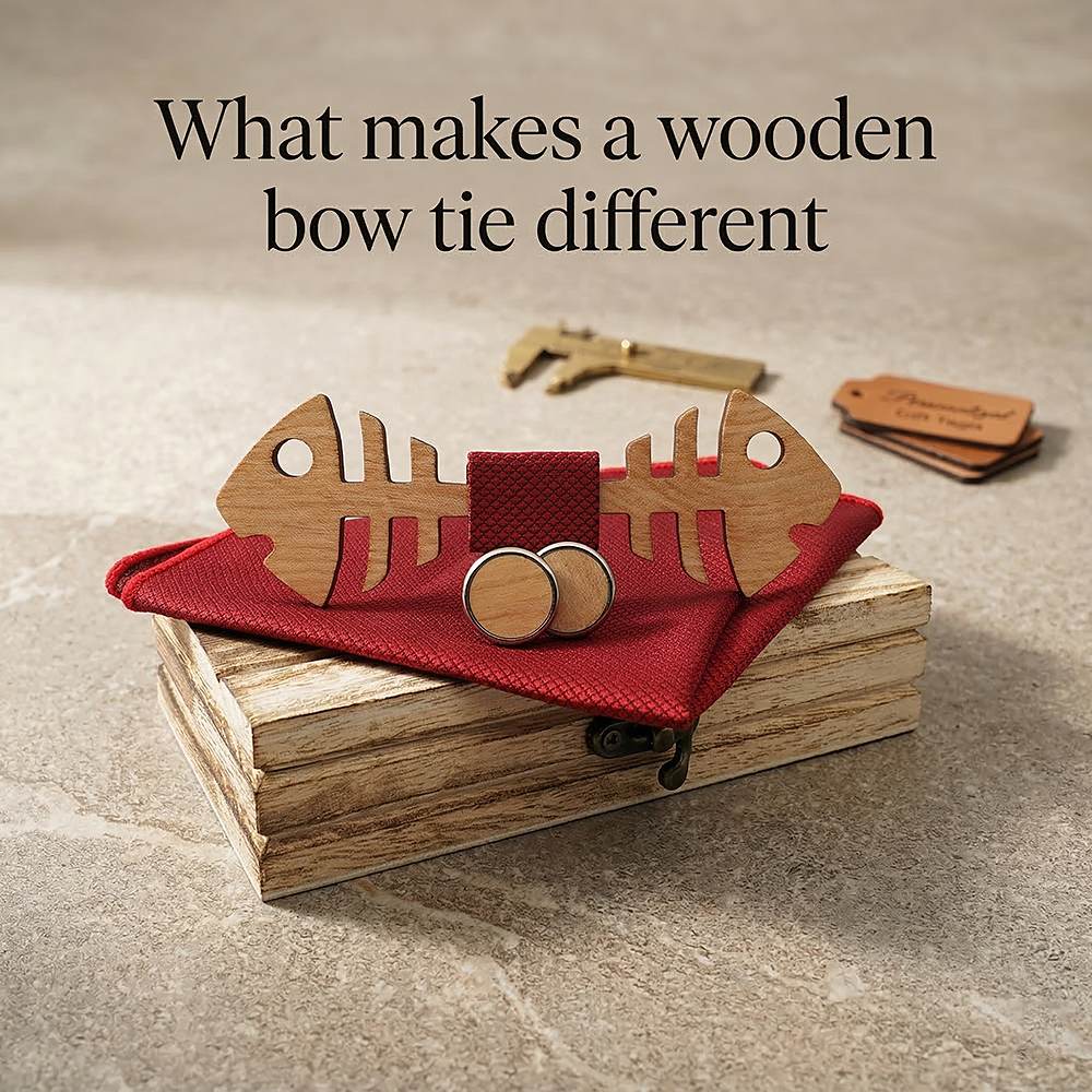 M486 M486  Fish Bone Cutout Bow Tie Set, Maple — view 7