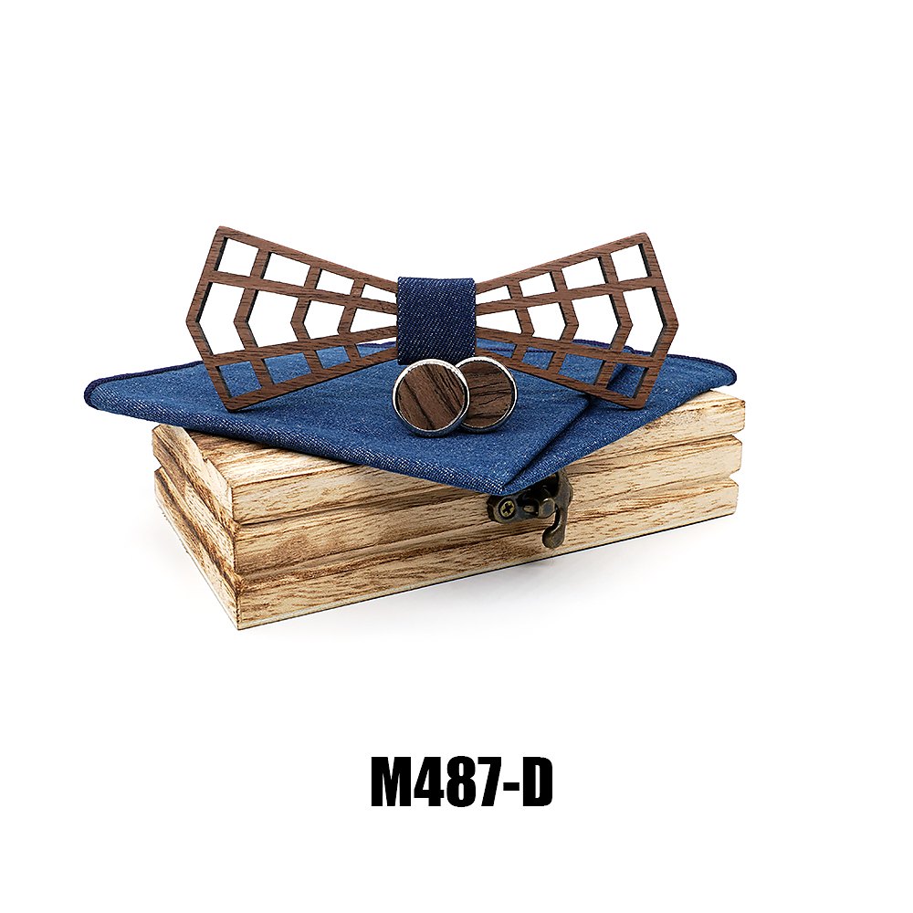 M487 M487  3D Lattice Cutout Bow Tie Set, Walnut — colour D