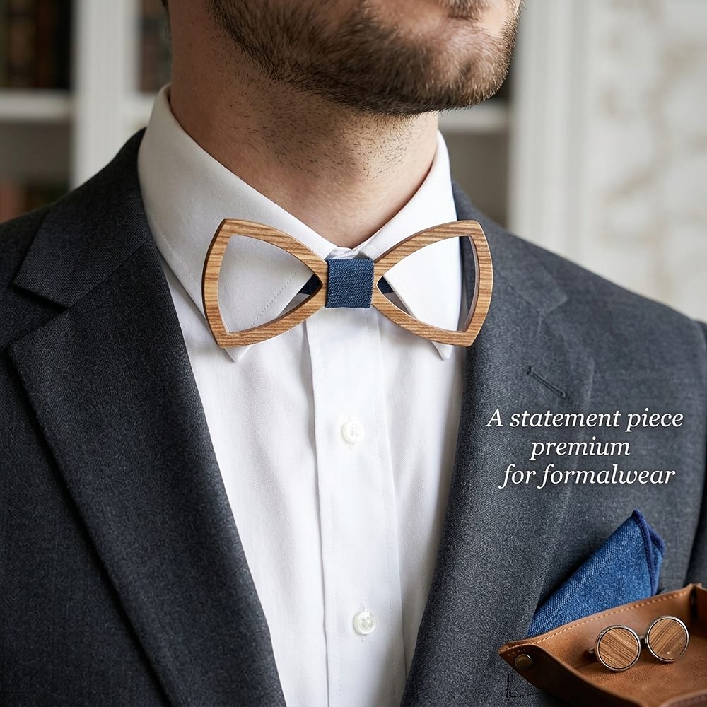 M488  Open Frame Bow Tie Set, Zebrawood