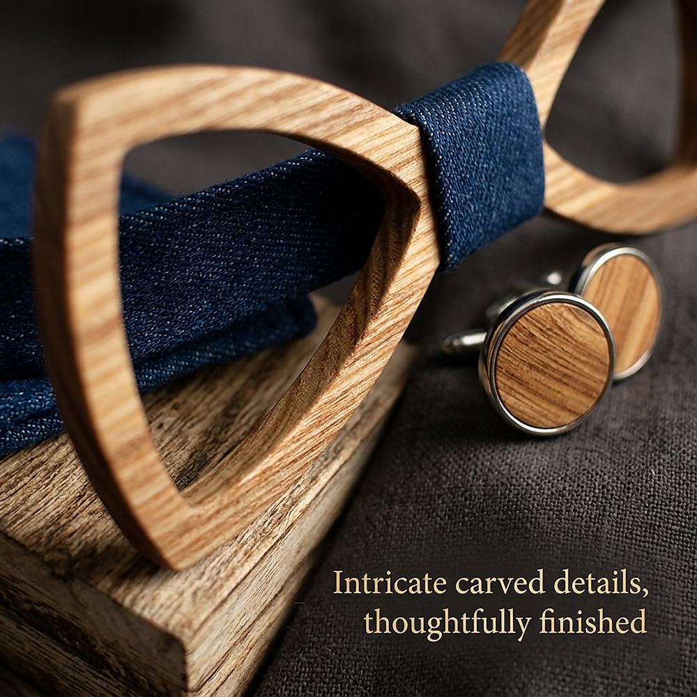 M488 M488  Open Frame Bow Tie Set, Zebrawood — view 2
