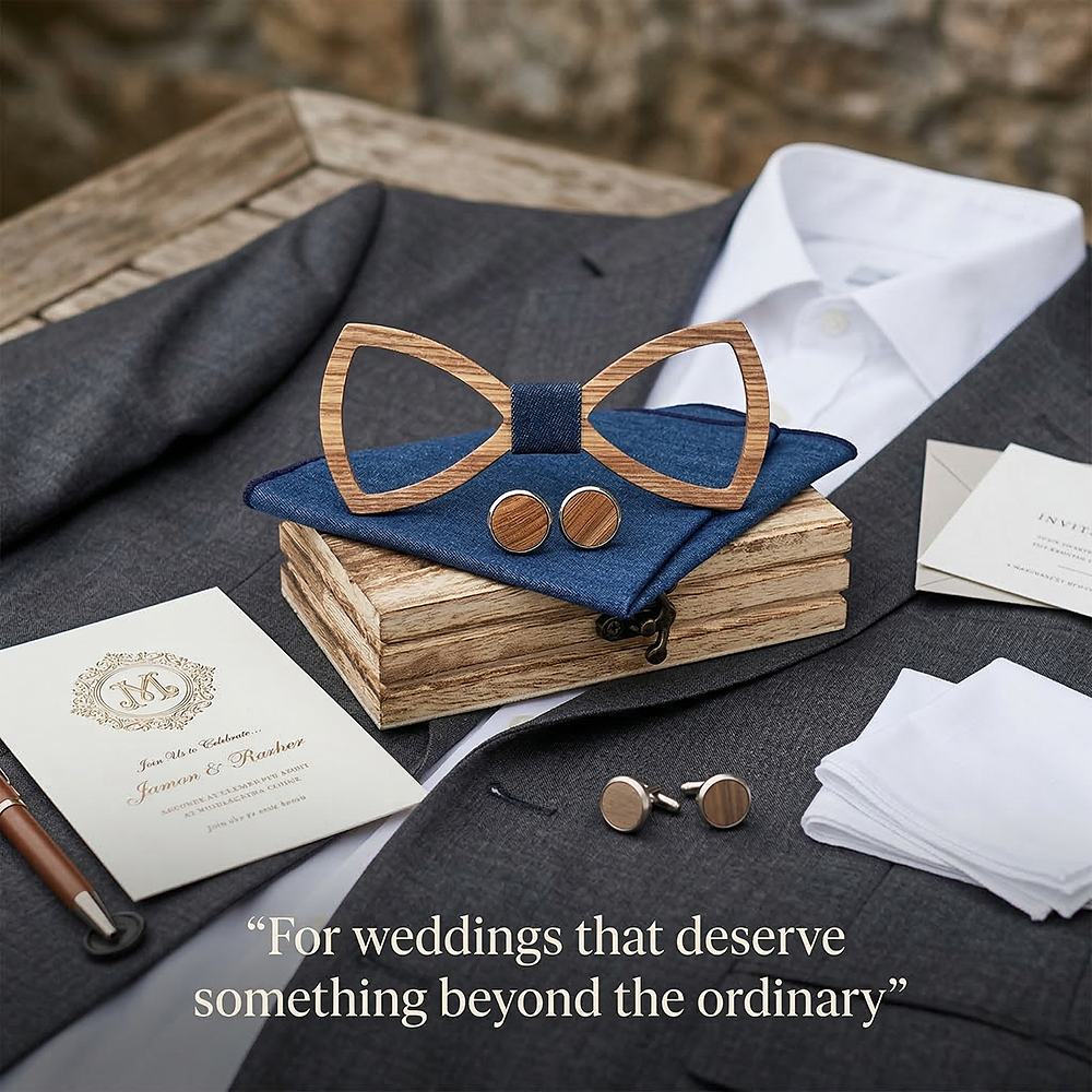 M488 M488  Open Frame Bow Tie Set, Zebrawood — view 9