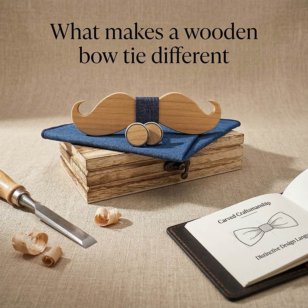 M491 M491  Full Mustache Shape Bow Tie Set, Maple — view 7