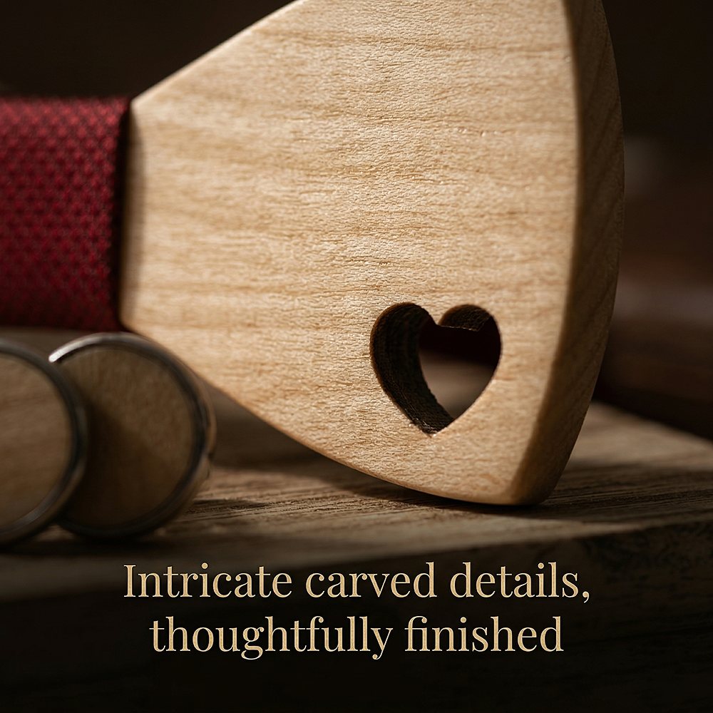 M492 M492  Heart Cutout Bow Tie Set, Maple — view 2