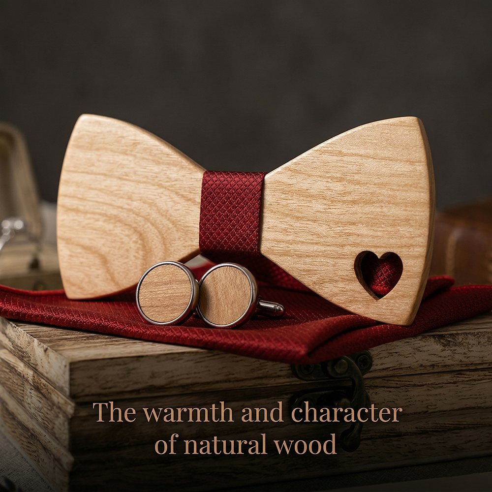 M492 M492  Heart Cutout Bow Tie Set, Maple — view 4