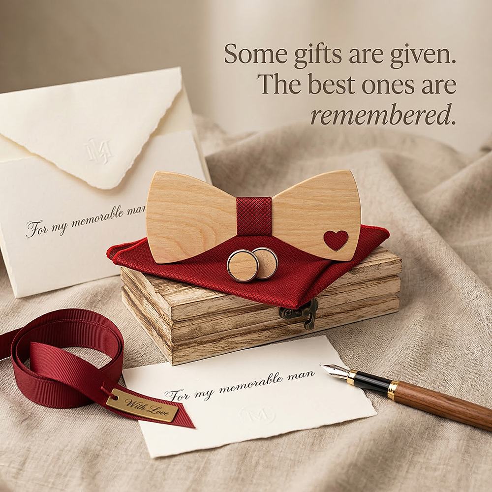 M492 M492  Heart Cutout Bow Tie Set, Maple — view 6