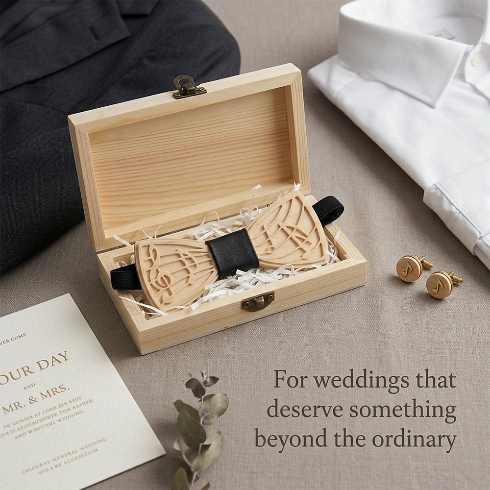 M72音符 M72音符  Musical Note Cutout Bow Tie Set, Maple — view 10