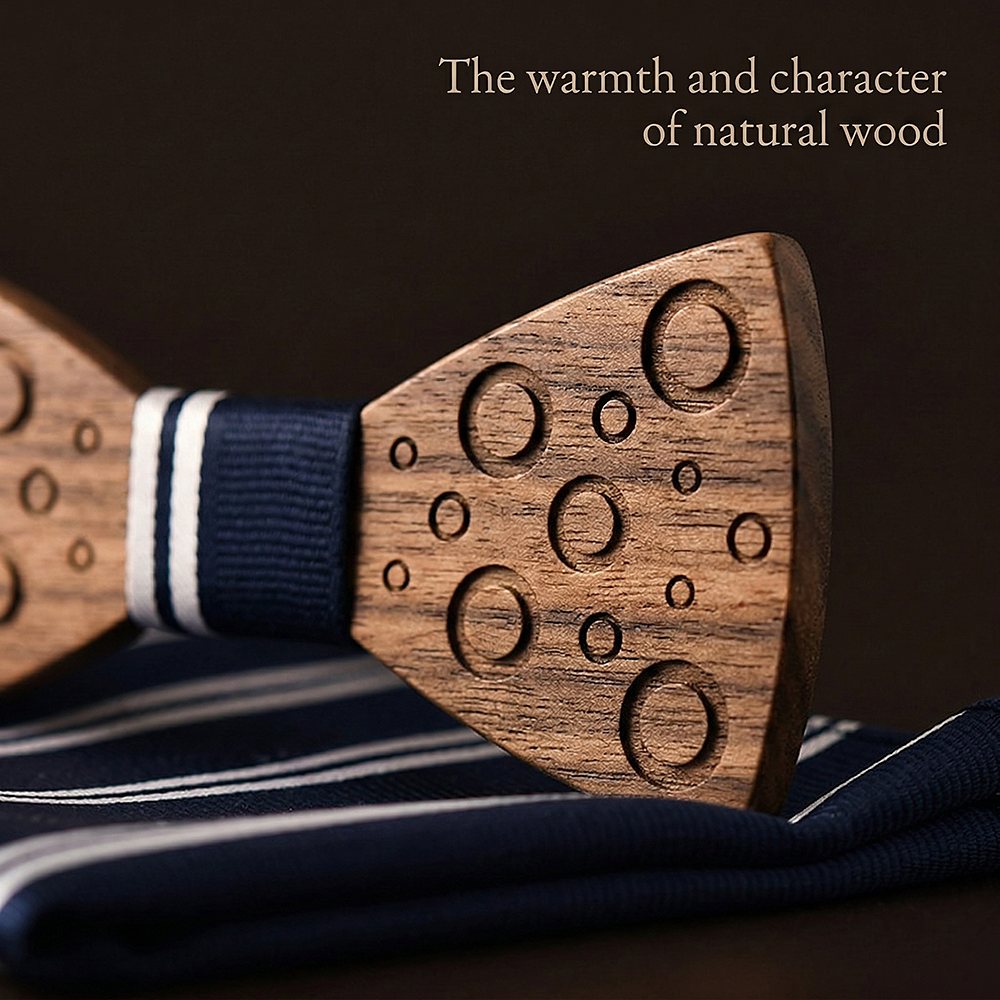 M75 M75  Carved Bubble Design Bow Tie Set, Walnut — view 4