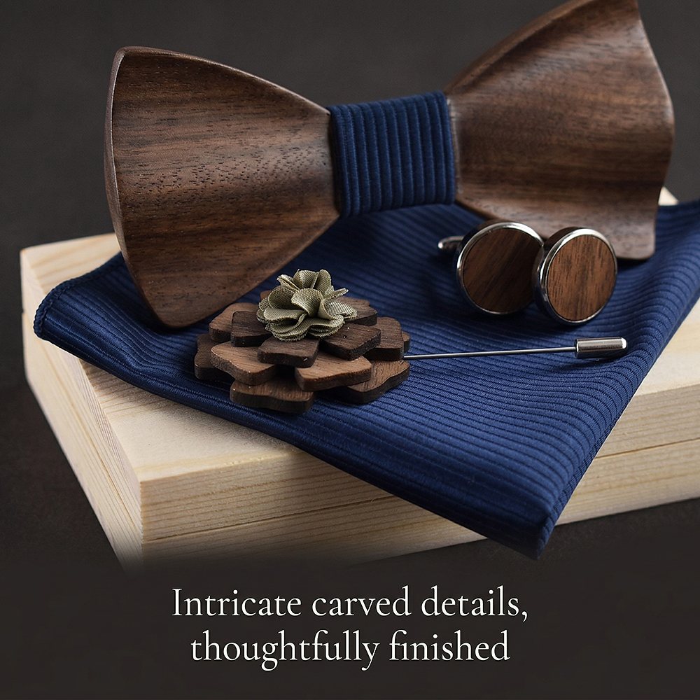 M77 M77  Solid Grain Bow Tie Set, Walnut — view 2
