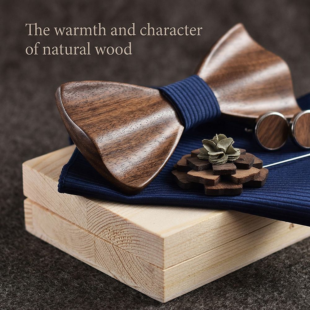 M77 M77  Solid Grain Bow Tie Set, Walnut — view 4
