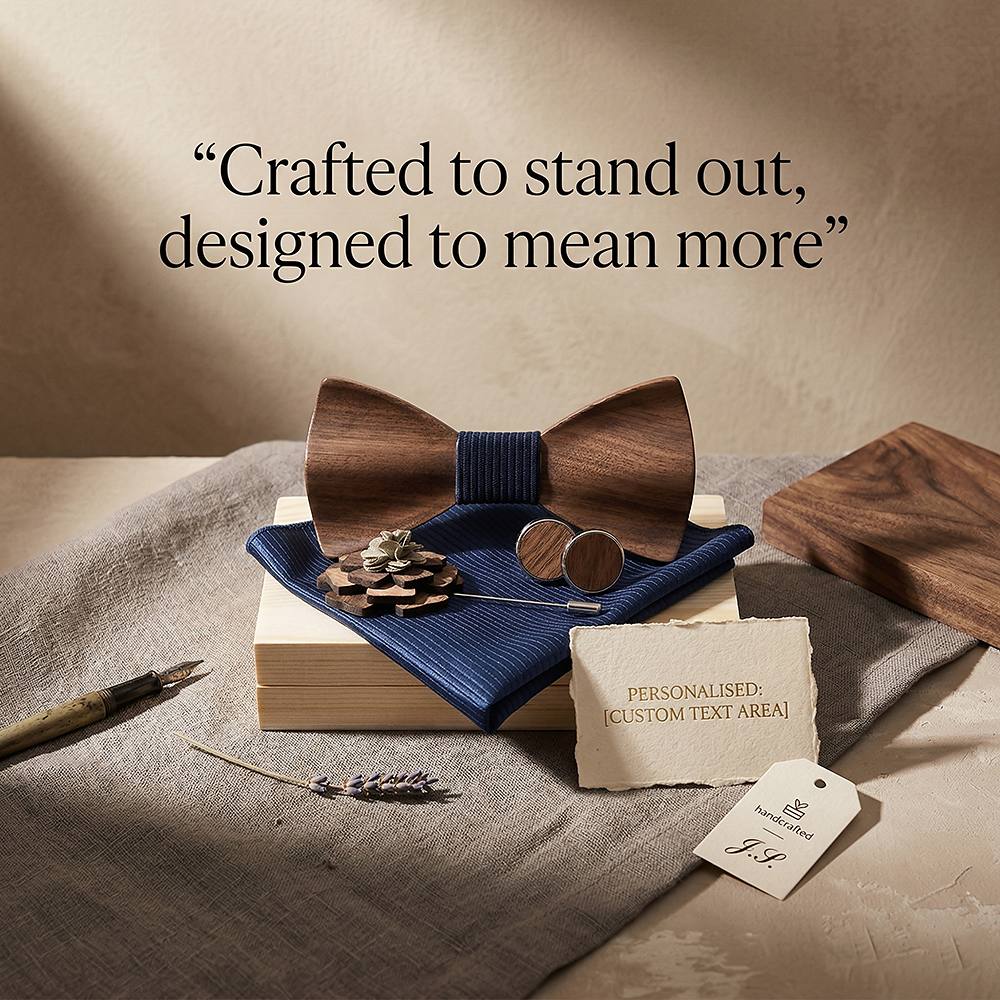 M77 M77  Solid Grain Bow Tie Set, Walnut — view 5