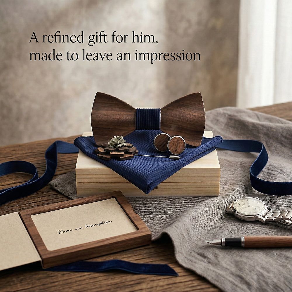 M77 M77  Solid Grain Bow Tie Set, Walnut — view 7