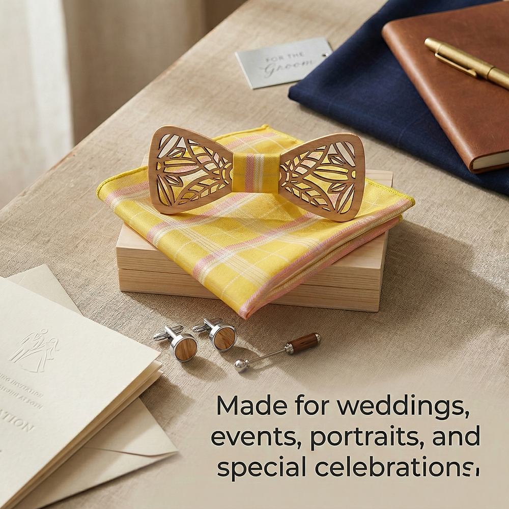 M78 M78  Triangle Line Cutout Bow Tie Set, Maple — view 3