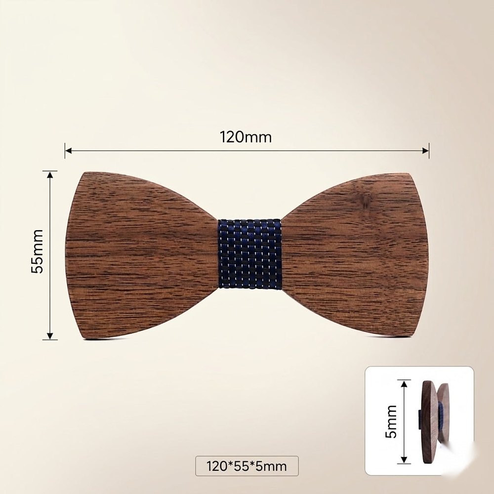 MAY23_BW_STYLE01_DARK_WALNUT_NAVY MAY23_BW_STYLE01_DARK_WALNUT_NAVY  Dark Wood Bow Tie with Navy Center — view 4