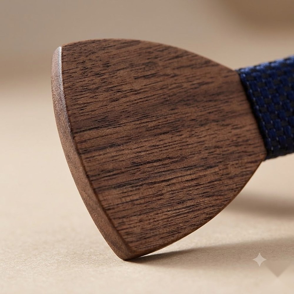MAY23_BW_STYLE01_DARK_WALNUT_NAVY MAY23_BW_STYLE01_DARK_WALNUT_NAVY  Dark Wood Bow Tie with Navy Center — view 8