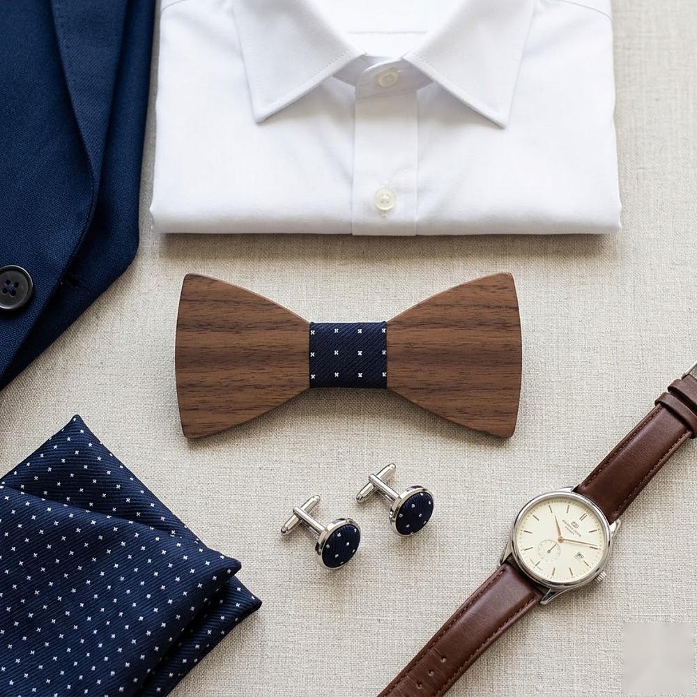 MAY23_BW_STYLE03_DARK_WALNUT_NAVY_DOT MAY23_BW_STYLE03_DARK_WALNUT_NAVY_DOT  Dark Wood Bow Tie with Navy Dot Center — view 11