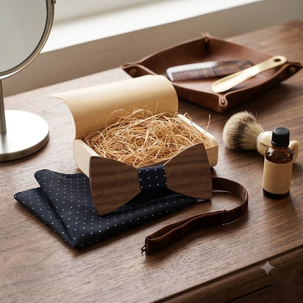 MAY23_BW_STYLE03_DARK_WALNUT_NAVY_DOT MAY23_BW_STYLE03_DARK_WALNUT_NAVY_DOT  Dark Wood Bow Tie with Navy Dot Center — view 12