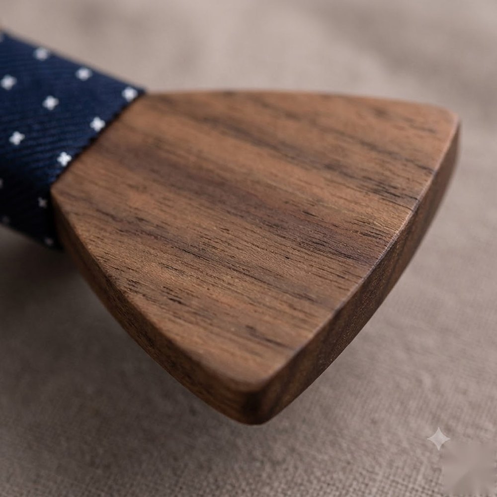 MAY23_BW_STYLE03_DARK_WALNUT_NAVY_DOT MAY23_BW_STYLE03_DARK_WALNUT_NAVY_DOT  Dark Wood Bow Tie with Navy Dot Center — view 8