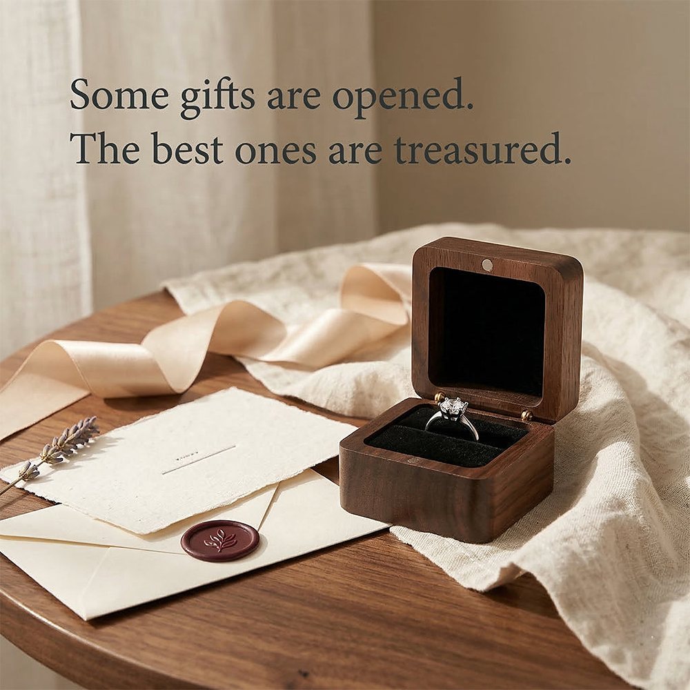 RB510 RB510  Square Double-Slot Ring Box, Walnut — view 5