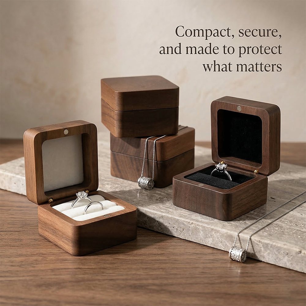 RB510 RB510  Square Double-Slot Ring Box, Walnut — view 8