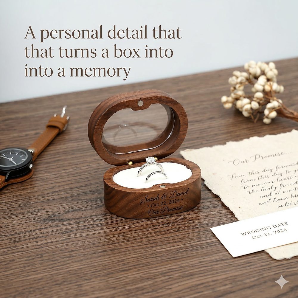 RB512 RB512  Oval Window Ring Box, Engraved Lid — view 2