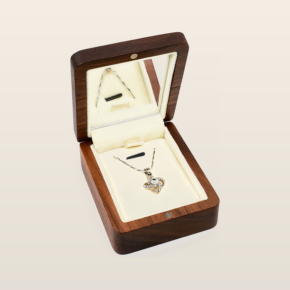 RB530  Necklace and Pendant Box, Walnut, Cream Interior