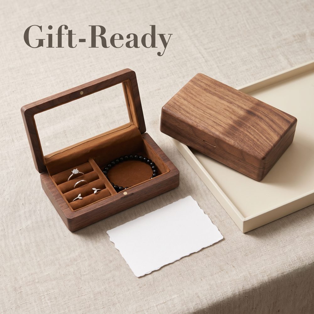 RB531 RB531  Jewellery Organiser, Walnut, Mirror Lid — view 7