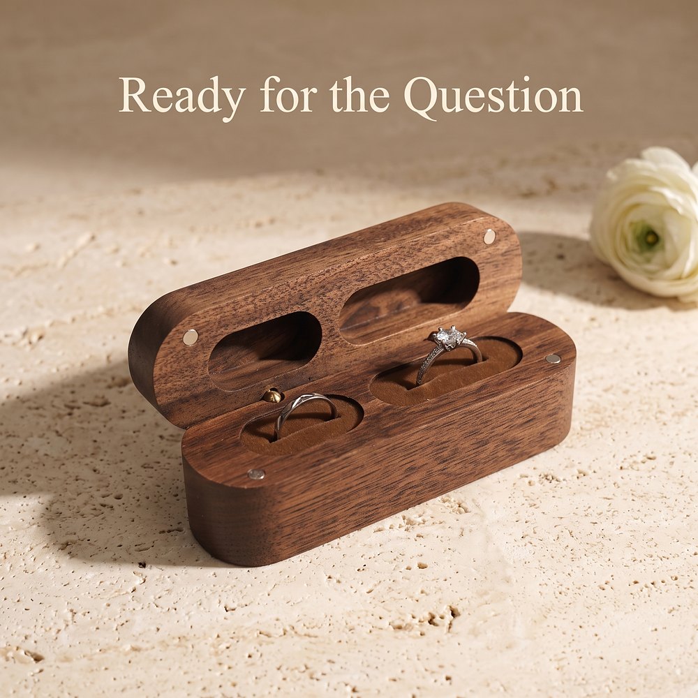 RB548 RB548  Twin-Slot Oval Ring Box, Walnut — view 10