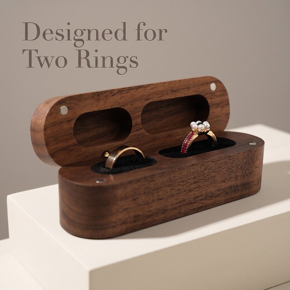 RB548 RB548  Twin-Slot Oval Ring Box, Walnut — view 2