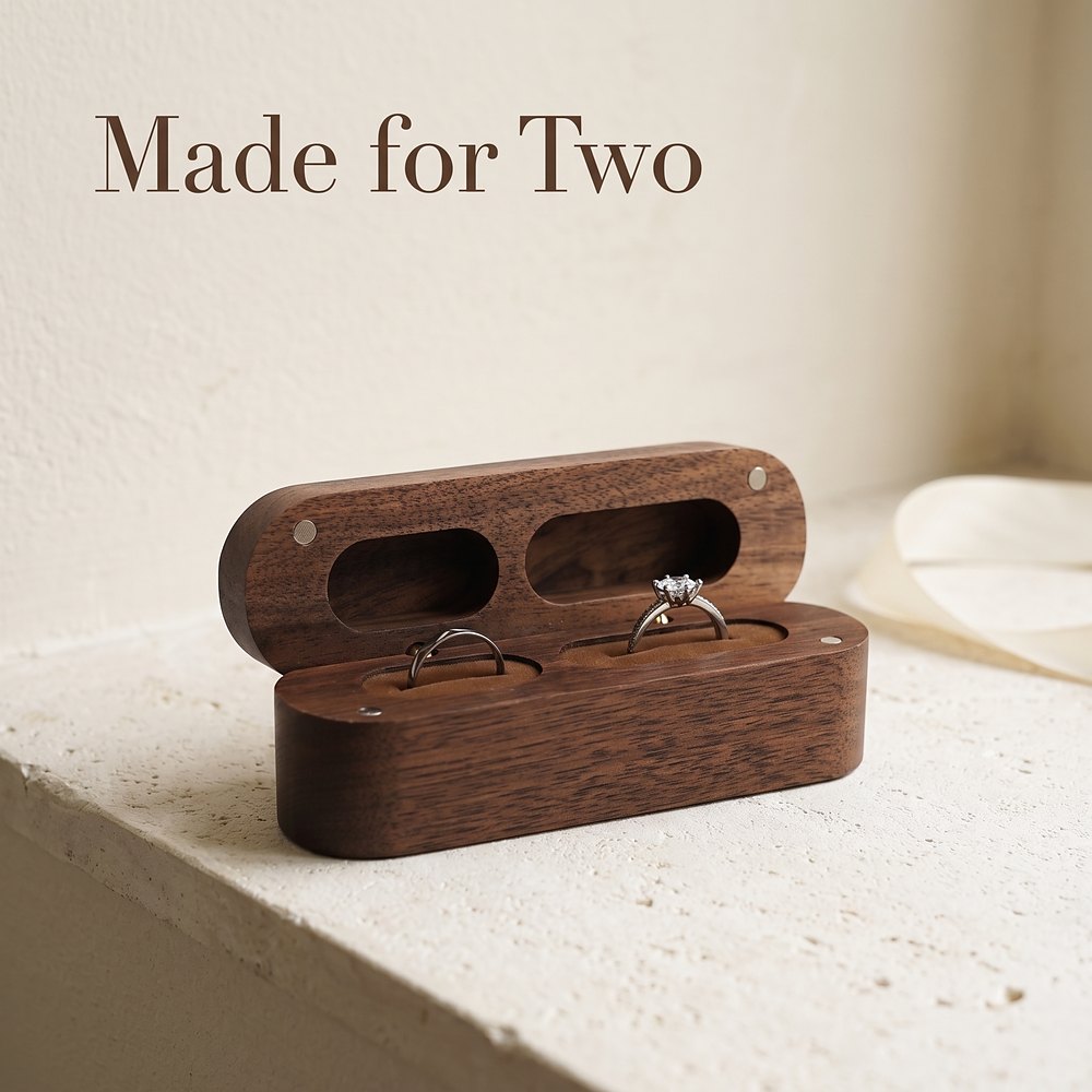 RB548 RB548  Twin-Slot Oval Ring Box, Walnut — view 8
