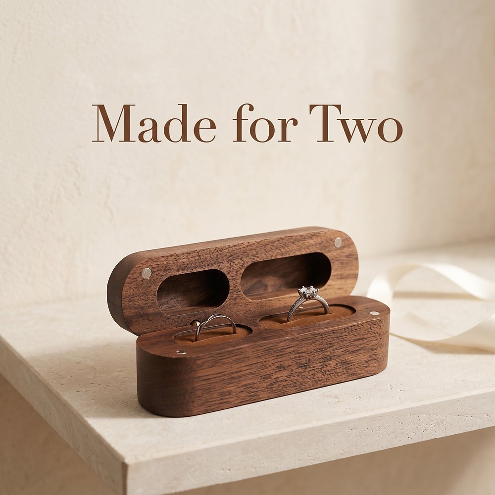 RB548 RB548  Twin-Slot Oval Ring Box, Walnut — colour C1