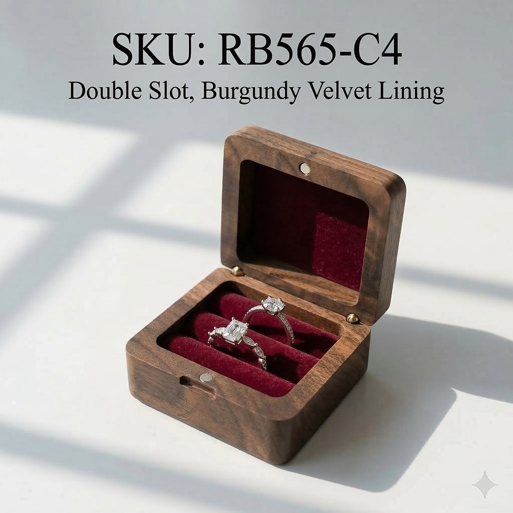 RB565 RB565  Bevelled Ring Box, Champagne Finish — view 7