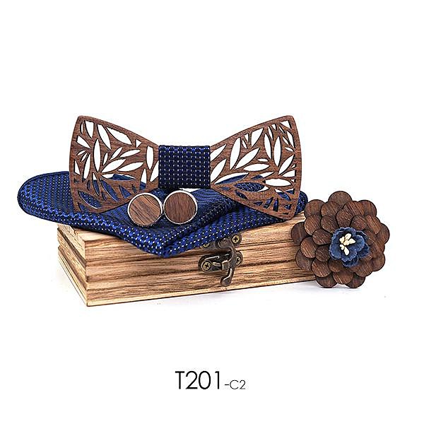 T201 T201  Floral Cutout Bow Tie Set, Walnut — colour C2