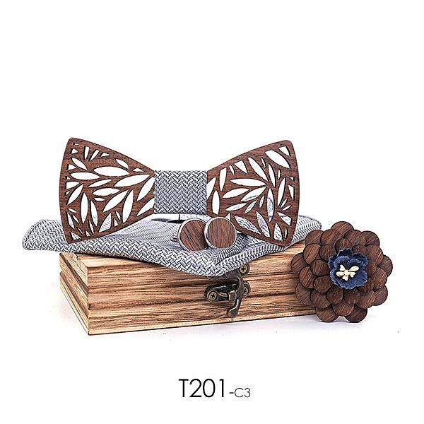 T201 T201  Floral Cutout Bow Tie Set, Walnut — colour C3