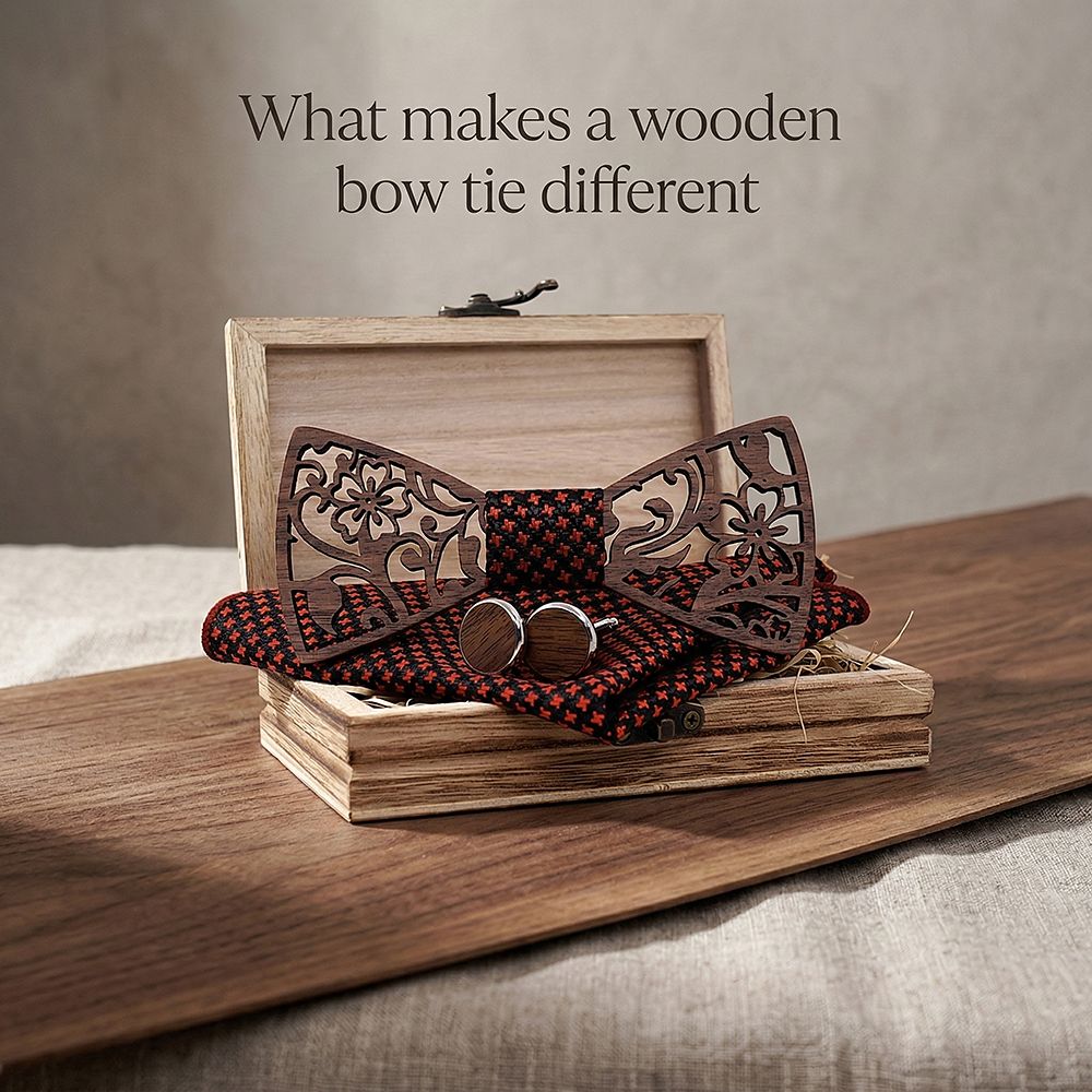 T202 T202  Floral Vine Cutout Bow Tie Set, Walnut — view 6
