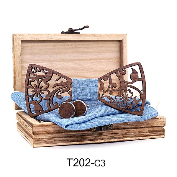 T202 T202  Floral Vine Cutout Bow Tie Set, Walnut — colour C4