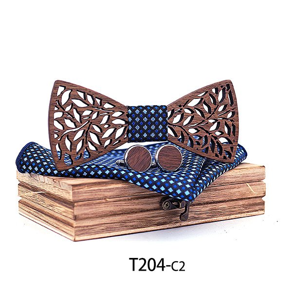 T204 T204  Leaf Cutout Bow Tie Set, Walnut — colour C2