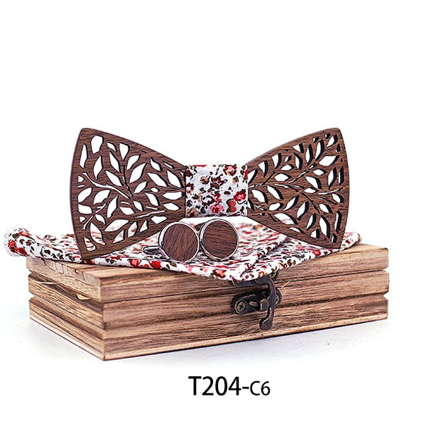 T204 T204  Leaf Cutout Bow Tie Set, Walnut — colour C6