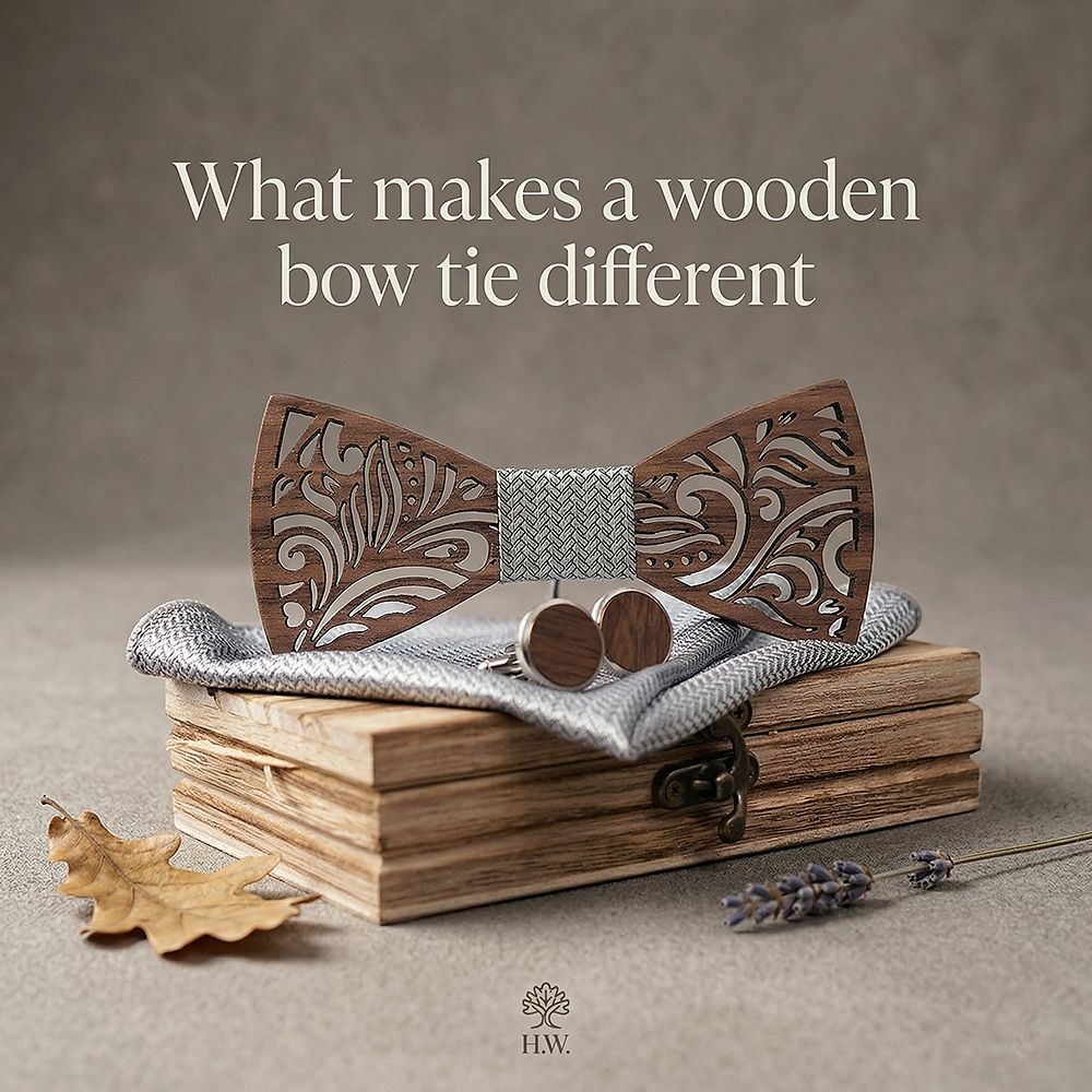 T205 T205  Floral Scroll Cutout Bow Tie Set, Walnut — view 7