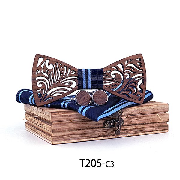 T205 T205  Floral Scroll Cutout Bow Tie Set, Walnut — colour C3