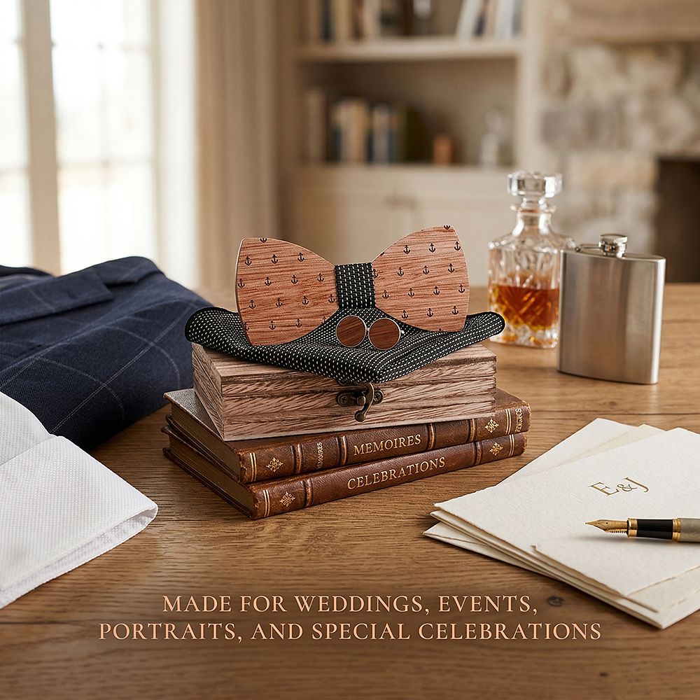 T208 T208  Anchor Design Bow Tie Set, Walnut — view 3
