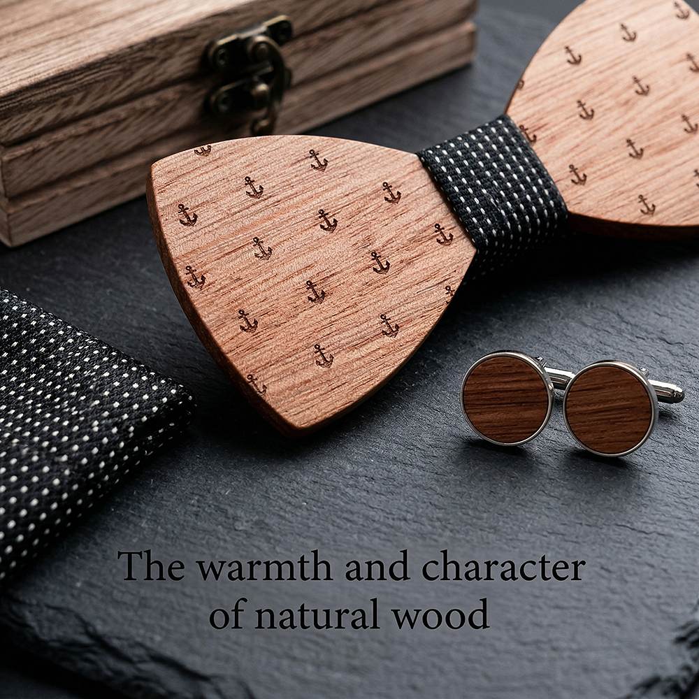 T208 T208  Anchor Design Bow Tie Set, Walnut — view 4