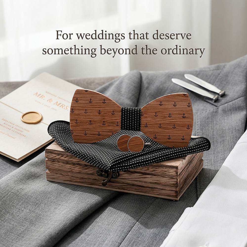 T208 T208  Anchor Design Bow Tie Set, Walnut — view 9