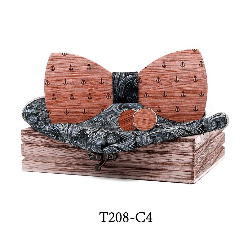T208 T208  Anchor Design Bow Tie Set, Walnut — colour C4