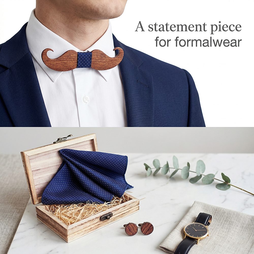 T209  Floral Cutout Bow Tie Set, Maple