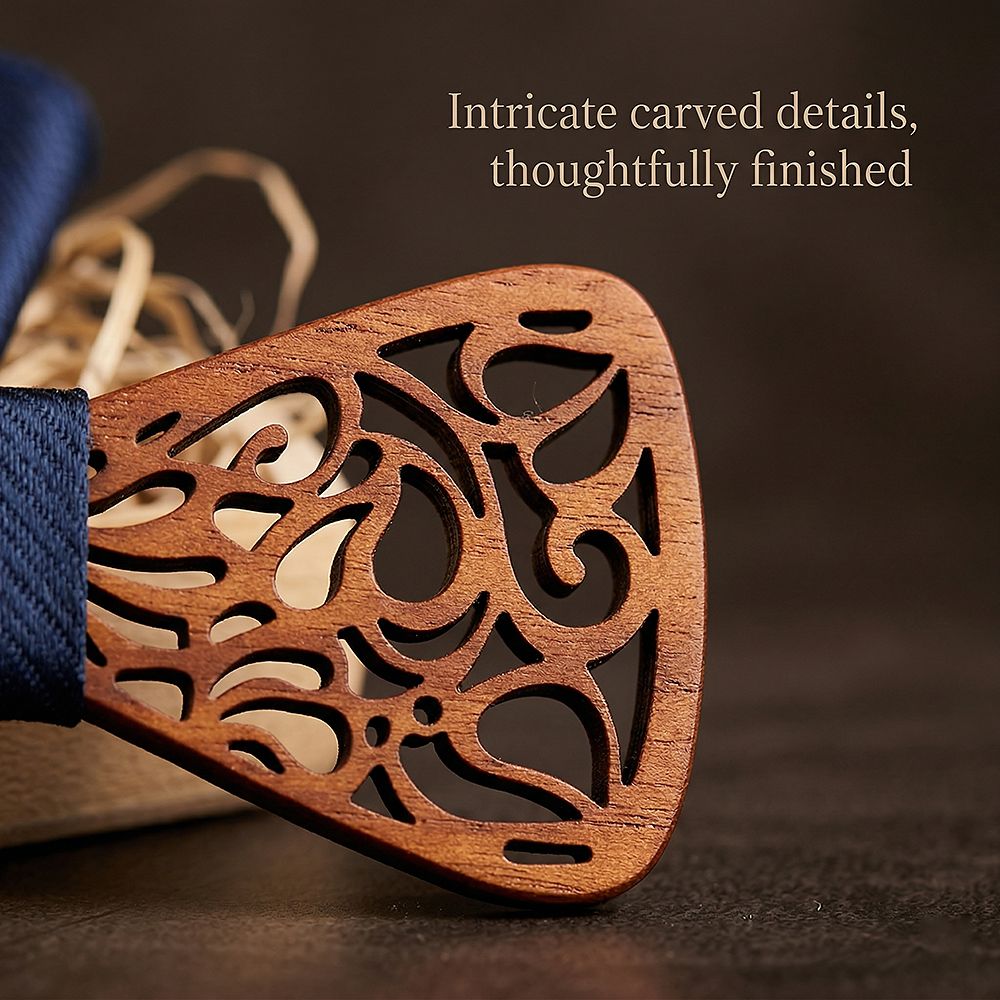 T212 T212  Floral Lattice Cutout Bow Tie Set, Walnut — view 2