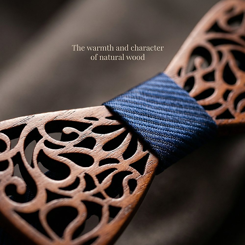 T212 T212  Floral Lattice Cutout Bow Tie Set, Walnut — view 4