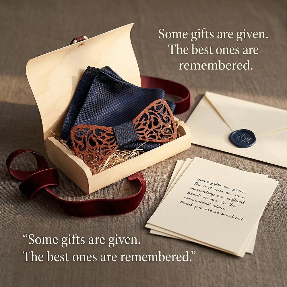 T212 T212  Floral Lattice Cutout Bow Tie Set, Walnut — view 6